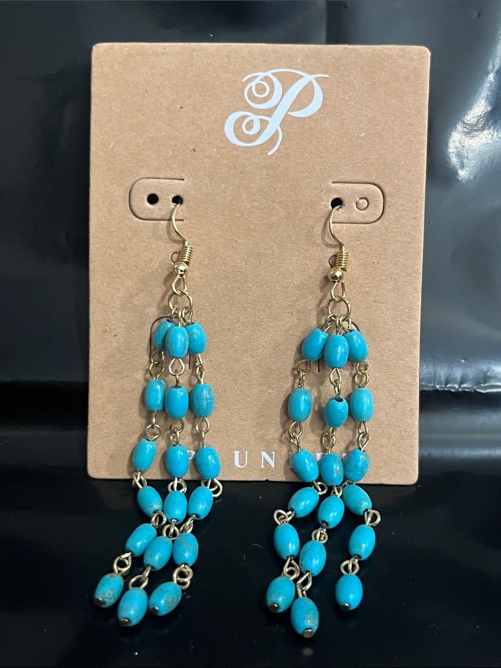 Plunder Turquoise Beaded Cascade Dangle Earrings